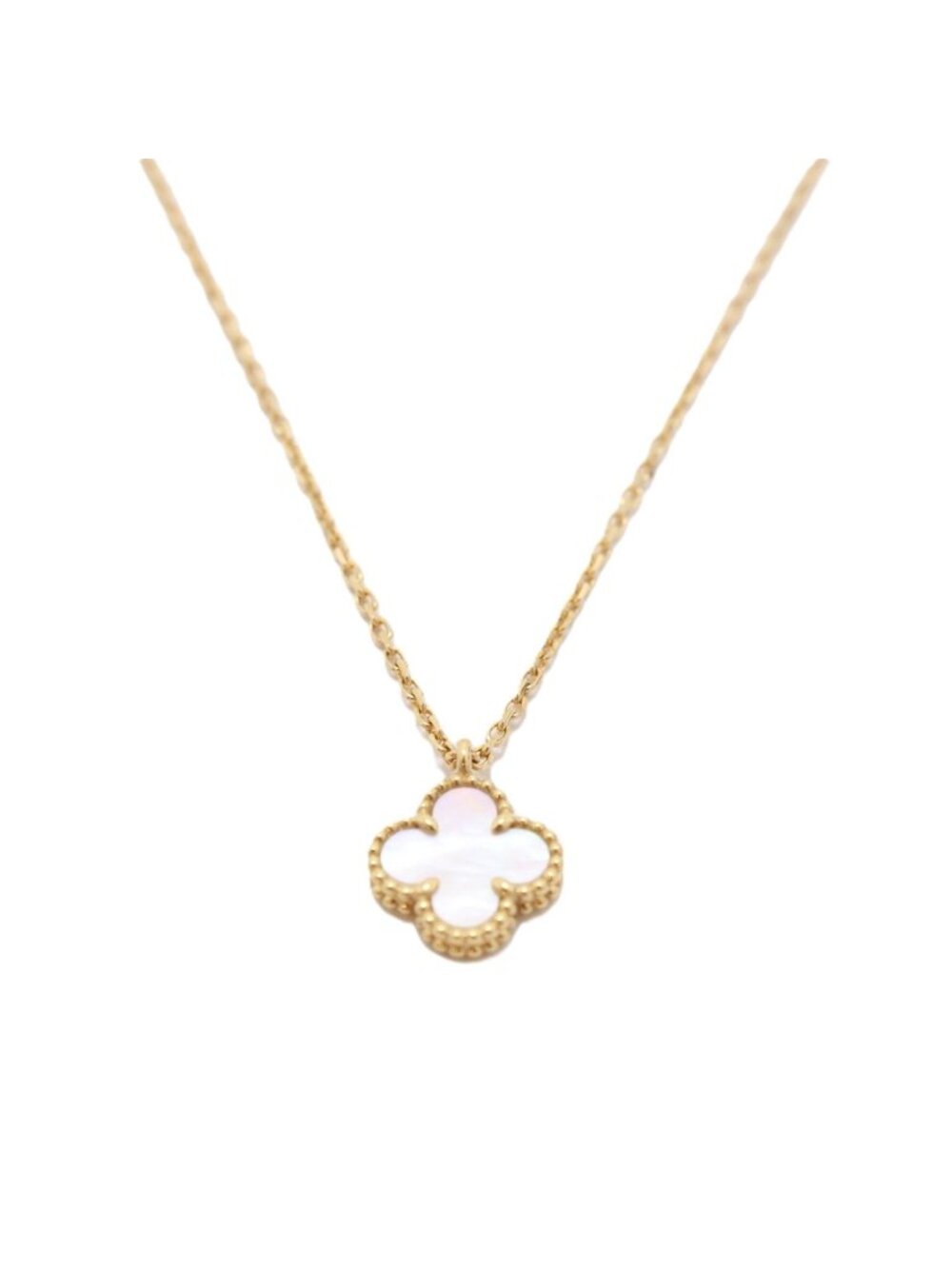 Van Cleef & Arpels Sweet Alhambra Necklace 18k Yellow Gold White Mother of Pearl